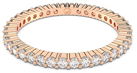 Swarovski Vittore Ring, Weißer und Rosé Vergoldeter Damenring mit Strahlenden Swarovski Kristallen