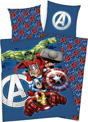 Bettwäsche Avengers oder Bettbezug Avengers Marvel 140 x 200 cm mit Kissenbezug 63 x 63 cm (Avengers – 1)