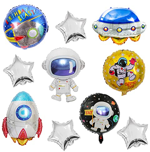 TACYKIBD, set di 10 palloncini spaziali, spaziali, astronauta, palloncini, pellicola gigante, a forma di elio, per feste, ragazze, bambini, compleanno, baby doccia