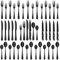 SHEUMNT 48-Piece Black Silverware Set, Mirror Polished Flatware Set for 8, Food-Grade Stainless Steel Cutlery Set, Includes Spoons Forks Knives, Kitchen Cutlery for Home Office Restaurant Hotel