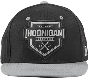 Hoonigan Industries Official Snapback Hat Baseball Cap - Drifting Enthusiasten, Mechaniker und Gear Heads - Bracket X - Schwarz Grau
