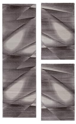 Carpetsale24 Bettumrandung Schlafzimmer 3 teilig Kurzflor Teppich Braun Bettvorleger Schlafzimmer Bettset: 2 St. 80x150 cm | 1 St. 80x300 cm - Flauschiger Teppich Läuferset Weich Moderne Design