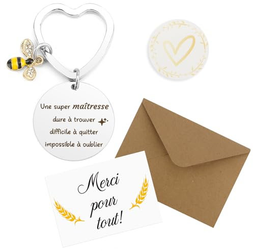 Koudindg Porte Clef Maitresse D'école - Cadeau Fin D'année, Merci et Idée Noël - Pour Maitresse