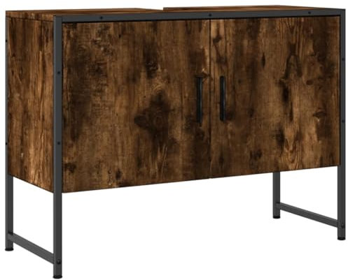 vidaXL Waschbeckenunterschrank, Waschbeckenschrank mit viel Stauraum, Unterschrank für Waschbecken Waschtisch, Badschrank Badezimmerschrank Badmöbel, Räuchereiche Holzwerkstoff