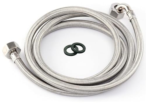Kippen 5801 - Tubo Flessibile per Lavatrice e Lavastoviglie in Acciaio Inox Antipiega da 200 cm. Raccordi con Attacco F/F da 3/4”