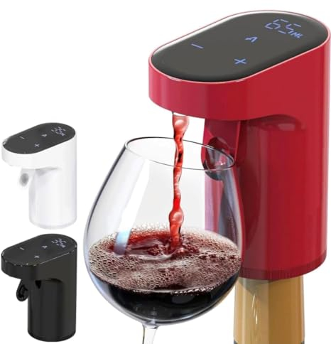 Xschischa Intelligent Decanter Red Plastic Wine Schnapps Liqueur Bottle Electric Drink Dispenser with Quantity Mode, USB Charging & Ventilation Function, 1200mAh Battery