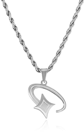 JVillion Shooting Star Pendant Necklace Silver Men 3mm Rope Woo Chain Waterproof Streetwear Jewelry Non-Fading Gift Idea