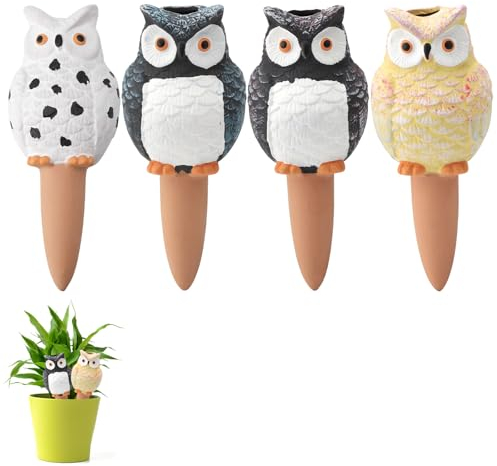 4 cônes Arroseur automatique pour plantes d'argile d'arrosage, grand format 210 ml cônes d'arrosage hibou pointes d'argile d'arrosage boules d'arrosage pour plantes d'intérieur pointes auto-irrigantes