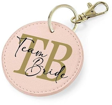 Mr. Gadgets Portachiavi Eco Pelle Bride e Team bride personalizzabile con nome - e Lettera Maiuscola (Team Bride)