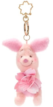 Disney Store Official Peluche Porte-clés Porcinet, Winnie l'ourson, 14 cm/6, Collection Sakura, Peluche Cochon avec Porte-clés Amovible, Accessoire pour Cartable ou Sac à Main, à partir de 3 Ans