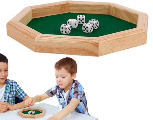 Streysisl Holz-Würfeltablett, achteckige Würfelmatte aus Holz, tragbares Würfelbrett, Würfeltisch für Thanksgiving, Weihnachten, Familientreffen, Reisen, Muttertag