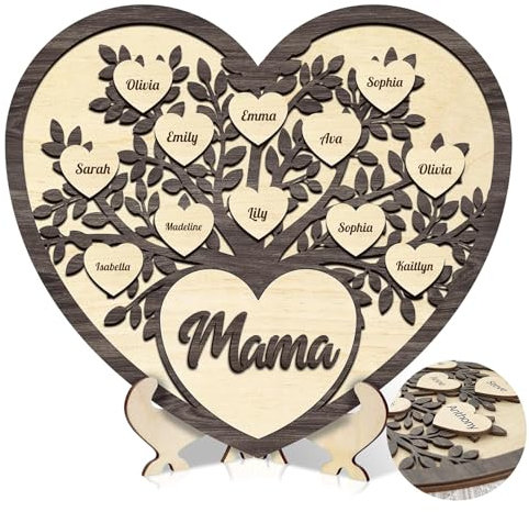 Signe en bois arbre généalogique personnalisée avec nom de famille, Fait un cadeau personnalisé pour la fête des mères, Noël, un anniversaire, pour maman,grand-mère, épouse, fille, petite-fille