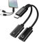 Huybaa Adaptador Tipo C Doble 2 en 1, USB C Splitter, Adaptador USB C a Jack, Doble Conector Adaptador Auriculares Tipo C de Audio Auxiliar con Carga Rápida, Cable Divisor Aaptador