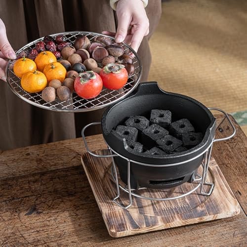 Portable Ceramic Charcoal Grill Compact Outdoor/Indoor BBQ Mini Charcoal Oven for Picnics Camping & Home Parties (26x13cm/10x5in) - Ideal for Tailgating & Backyard Cooking