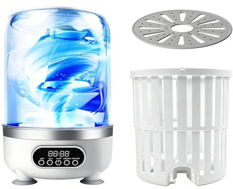 Lavadora para ropa interior, Mini lavadora automática con centrifugado, 3L, con desinfección por luz azul y cesta escurridora, a batería, lavadora para prendas pequeñas y ropa interior