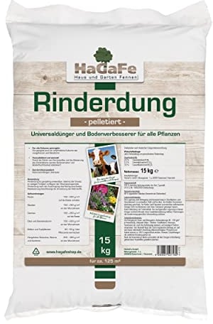 1 x 15kg HaGaFe Rinderdung, Rindermist, Kuhmist, organischer Universaldünger, Gartendünger