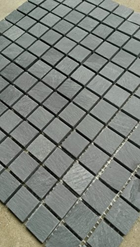 Mosaikfliesen Schiefer Anthrazit 30x30 cm matt Naturstein Fliesen Matte Schwarz M039
