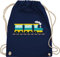 Turnbeutel Rucksack - Kinder Traktor Bagger und Co. - Eisenbahn - Unisize - Navy Blau - kindergarten stoffbeutel kinderrucksack fahrzeuge zug beutel kindergartenrucksack für flugzeugen züge