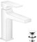 hansgrohe Wasserhahn Metropol, wassersparende Armatur mit Komfort-Höhe 110mm mit Push-Open Ablaufgarnitur, Mattweiß