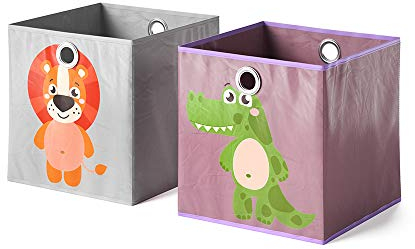 Vicco Faltbox 30x30, Regalbox für Kinder, Grau/Lila, 30 x 30 cm 2er Set