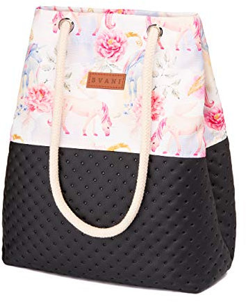 Bvani Große Damen Shopper Tasche zum Einkaufen Reisen Arbeiten Schule - Tote Bag (Einhörner Punkte)