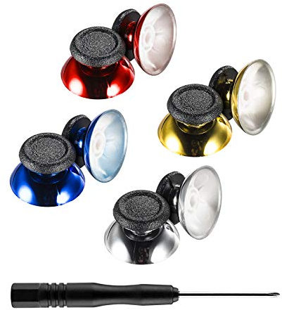 eXtremeRate Remplacement des Bâtons Analogiques Thumbsticks Compatible avec ps4 Contrôleur, Chrome Joystick Compatible avec ps4 Pro Slim Manette-Couleurs Multiples