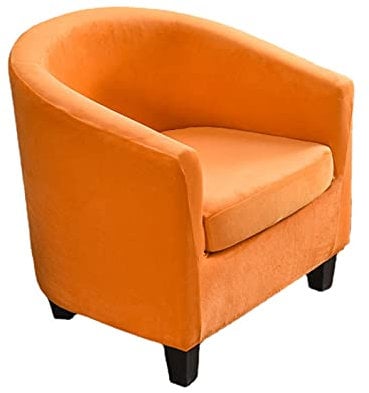DZYP 2 Stücke Samt Sesselschoner Stretch Sesselhusse Elastisch Sofahusse Sesselüberwurf Sesselbezug Möbelschutz Husse Für Clubsessel Wannesessel Loungesessel (Orange)