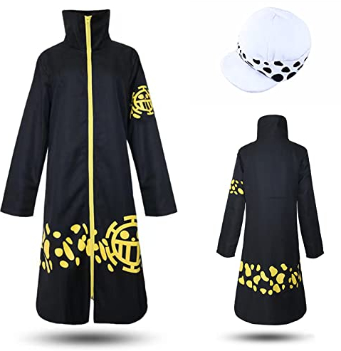 Colonghsou Trafalgar Law Cosplay Kostüm Anime Umhang Hut Chirurgen Uniform Mantel