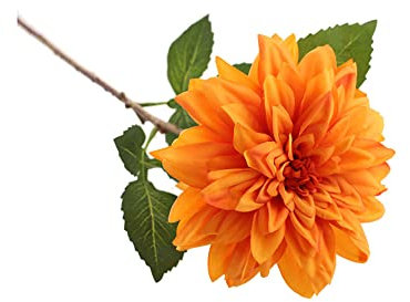 FloristryWarehouse Pack of 3 Large Faux Silk Dahlia Flower Stems 68cm/26 Inches Orange