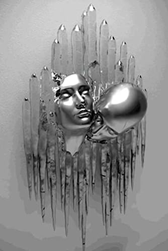Metall Figur Statue Kunst Leinwand Gemälde Romantisch Abstrakt Poster und Drucke 3D Liebhaber Skulptur Poster Modernes Wohnzimmer Heimdekoration - Ohne Rahmen (LST-05,80x120cm*1)