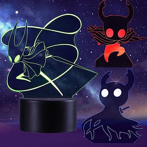 QQAAMZ Hollow Knight Lampe Anime 3d Illusion Nachtlicht Kinder Touch Mit Fernbedienung Nachttischlampe Anime Merch Led Chreib Tisch Lampe Gadget Weihnachtsgeburtstagsgeschenk