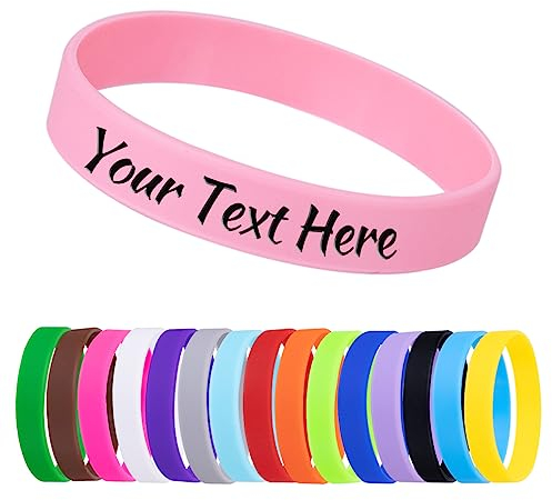 Armbänder, Silikon, personalisierbar, 1, 10, 30, 50 Karat, Gravur, für Events, Unterstützung, Hochzeit, Motivation, Bewusstsein, rosa
