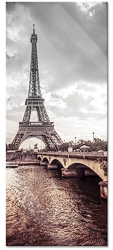 Pixxprint Glasbild Panorama, Wandbild aus Echtglas, Eiffelturm in Paris, 100x40 cm, inkl. Aufhängung und Abstandshalter