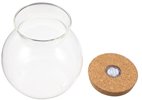 DRESSOOS Landschaftsflasche Pastikpflanze Terrarienbehälter Fischschalen Aquariumflasche DIY-Landschaftsterrarienflasche Einmachgläser Glasflasche Mit Holzdeckel Glas Mit Hohem