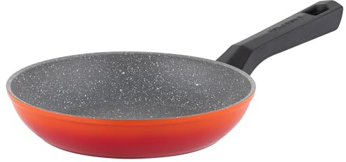 FLORINA Aluminium Bratpfanne 20 cm Durchmesser I Universalpfanne CHILI I Antihaftbeschichtung Stein-Imitierend I Punktinduktion I Pfanne Geeignet für Induktionsherd, Gasherd und Elektroherd (Orange)