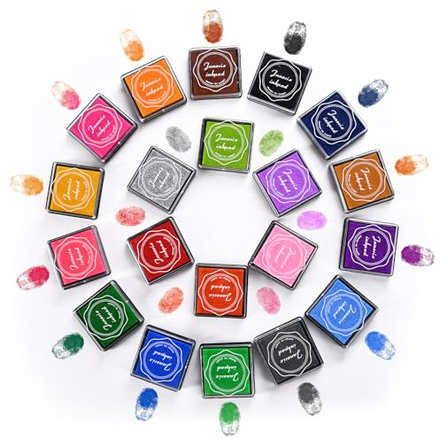 Stempelkissen zum Stempeln, DIY-Stempelkissen, 20 Farben, Stempelkissen-Set, bunte Finger-Stempelkissen, geeignet für Scrapbooking, Grußkarten, Papierhandwerk, Einladungsparty