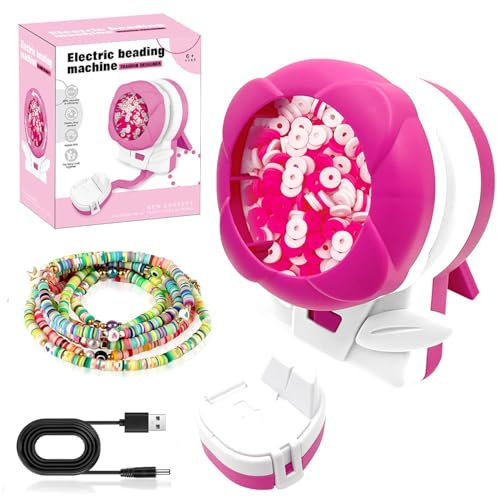 xinrongda Clay Bead Spinner, Electric Bead Spinner for Jewelry Making, Bead Bowl for Clay Beads with Needle & Thread, DIY Making Bead Spinner for Making Beading, Waist Beads, Bracelet, Necklace,B