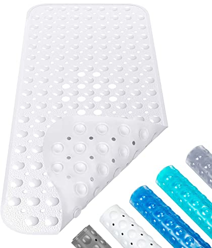 Badewannenmatte Duschmatte 100x40 cm Badewanneneinlage Antirutschmatte rutschfest Maschinenwaschbar (Weiß)