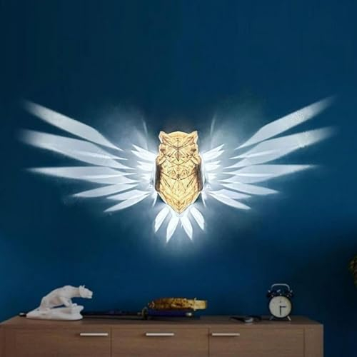 Bald Eagle Wall Light, Owl Wall Light Eagle Lamp, Eulen Lampe, Batteriebetriebenes Nachtlicht, Harz-Tierstatue, Einzigartige LED-Wandleuchte, Wandkunst-Deko