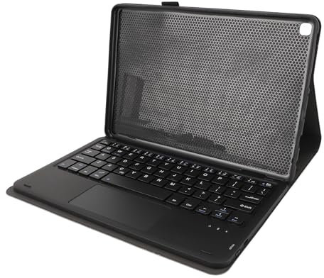 Jectse Tastaturhülle mit Touchpad für Fire HD 10, Magnetisch Abnehmbare Tastatur, Lange Akkulaufzeit, Version 2021 2023 mit 280-mAh-Akku, Multifunktionstasten, 100° 110° 120° Winkel