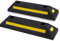 ITECHNIK 2 x Robuster Radstopper,Parkplatzsperre mit Gelb Reflektierende Streifen, Parkstopper mit Dehnschraube, Parkplatzsperren für Garage und Parkplätze
