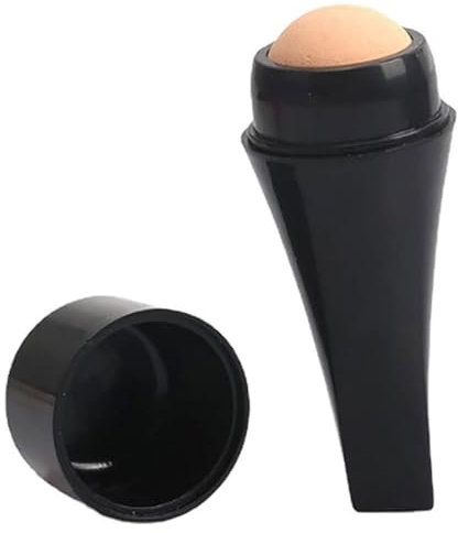 Ölabsorbing Roller natürlicher Vulkanstein Gesichts Ölkontrollstift Mini Massager Schwarz Schwarz