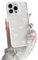NITITOP Compatible with iPhone 13 Pro Max Case Cute Clear White Durable Ribbon Bowknot Pattern for Girls Women with Chain Wrist Strap Soft TPU Transparent Shockproof Protective Phone Cover - White