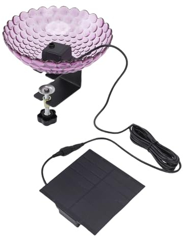 TOPINCN Fontaine Solaire pour Oiseaux à Fixer sur Terrasse, Fontaine à Bulles Réglable avec Pince et Alimentation Solaire pour Jardin, Balcon ou Porche Extérieur (Purple)