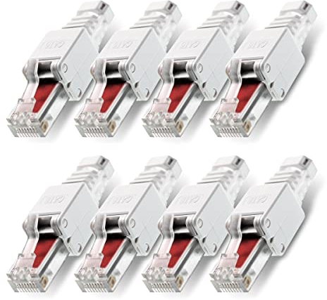 8 Stück Netzwerkstecker werkzeuglos RJ45 CAT6 LAN UTP Kabel Stecker ohne Werkzeug werkzeugfrei CAT5 CAT7 Verlegekabel Patchkabel Netzwerkkabel Toolless Modular Plug Connector Crimpstecker