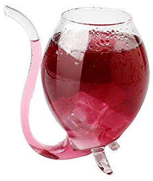 iSpchen Wein Whisky Glas, transparente kreative Glaswaren Tasse Cocktail Wein Tasse eingebauter Glasstrohhalm für Geburtstag Hochzeit Urlaub