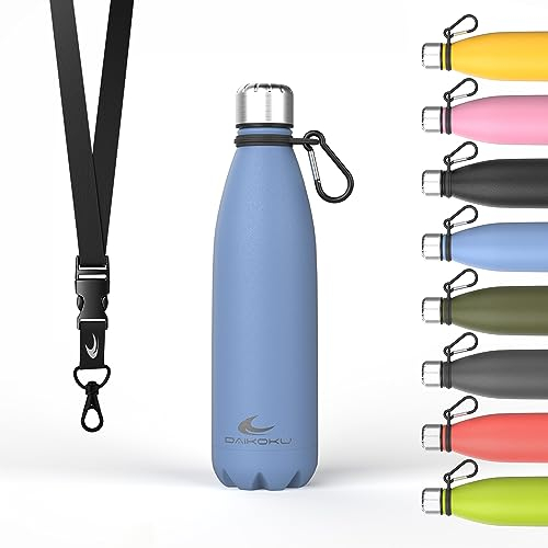 Daikoku - Bouteille Thermique en Acier Inoxydable 500 ML | Boissons Chaudes Pendant 12 Heures et Froides Pendant 24 Heures | Sûre et Saine | Idéale pour la Randonnée, Le Gymnase, Le Bureau | Bleu