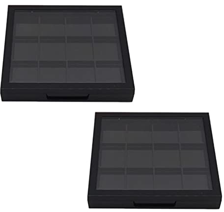 FOMIYES 2 pz Ombretto vuoto Caso 12 Griglie Ombretto Trucco Palette Adesivo Vuoto Palette Cosmetici Organizzatori per Ombretto Rossetto Fard Polvere Nero