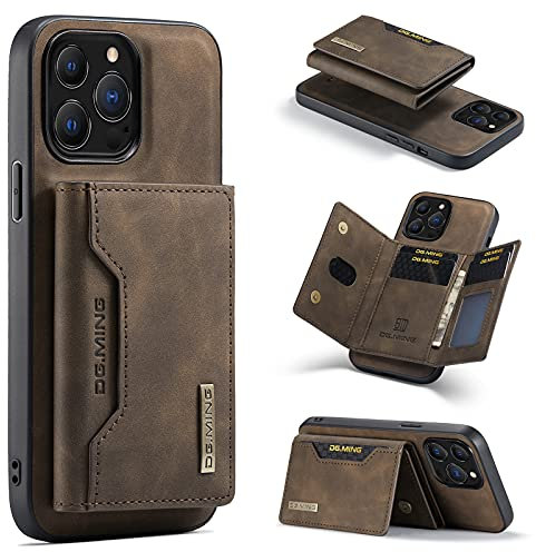 SZHAIYU 2 in 1 Detachable Back Cover Compatible with iPhone 13 Pro Max Wallet Case with Card Holder Leather Pocket Slim Phone Cases 6.7'' (Coffee)