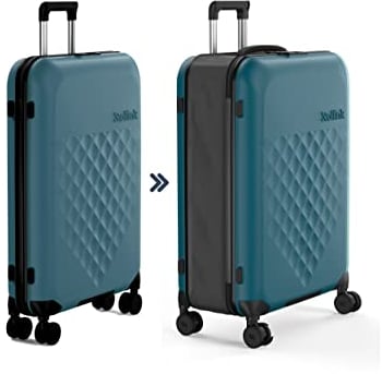 Rollink Vega 360 Spinner - Leichter, Faltbarer Koffer für platzsparendes Verstauen. (Deep Lagoon, Check in L)